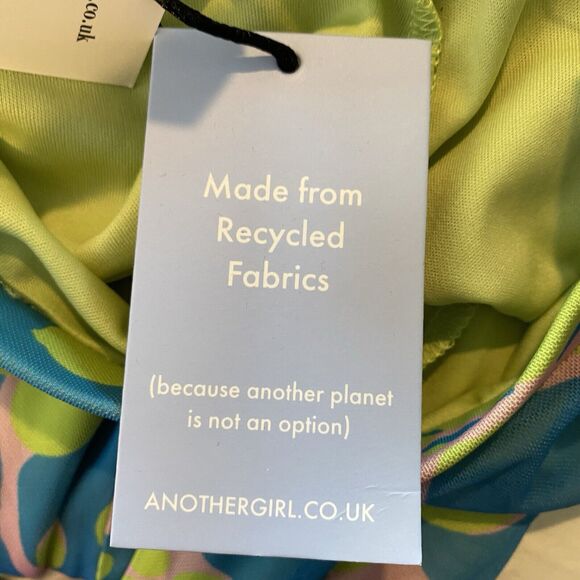 Another Girl Eco Lava Lamp Mushrooms Print Green Purple Mesh Flare Trousers XS - Picture 8 of 10